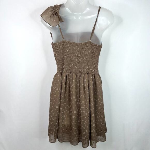 Chelsea & Violet Brown Ruffle Shoulder Party Dress S - Picture 15 of 15